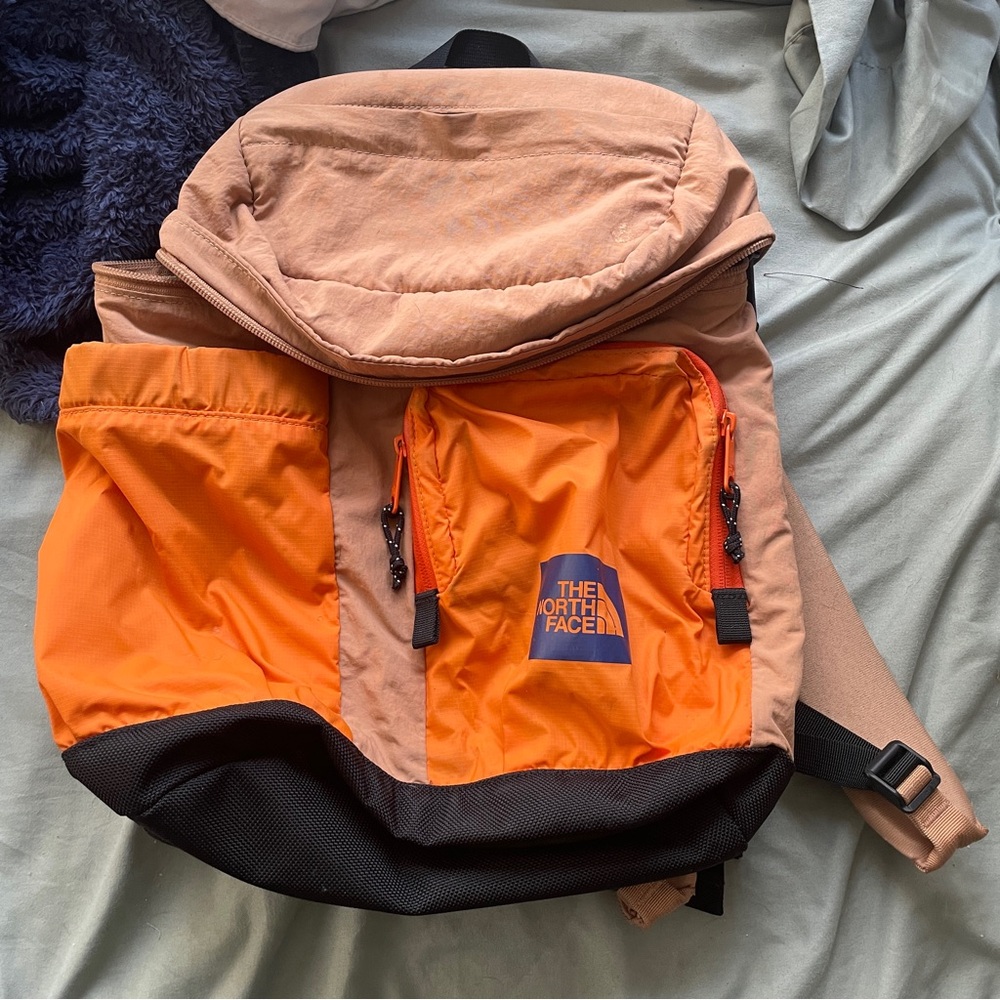 The North Face Orange and Brown Backpack
